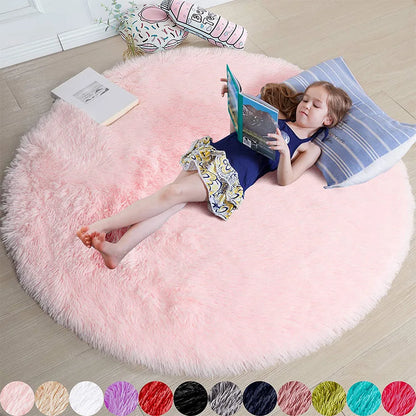 Fluffy Round Shag Rug for Kids Girls Bedroom & Nursery