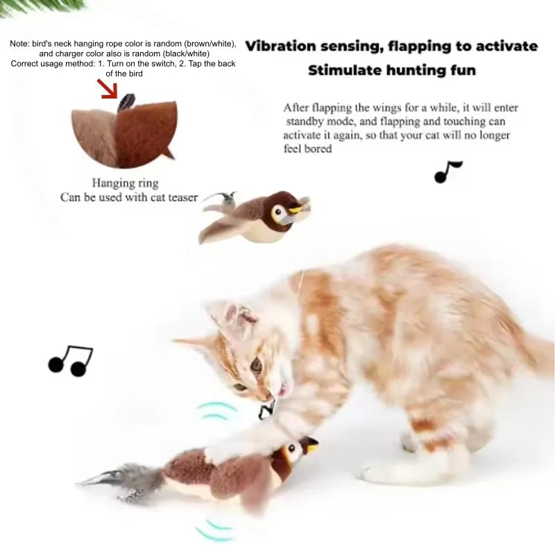 Interactive Bird Cat Toy – Rechargeable Chirping & Flapping Plush