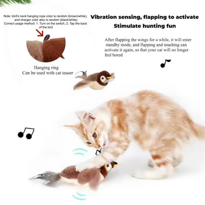 Interactive Bird Cat Toy – Rechargeable Chirping & Flapping Plush