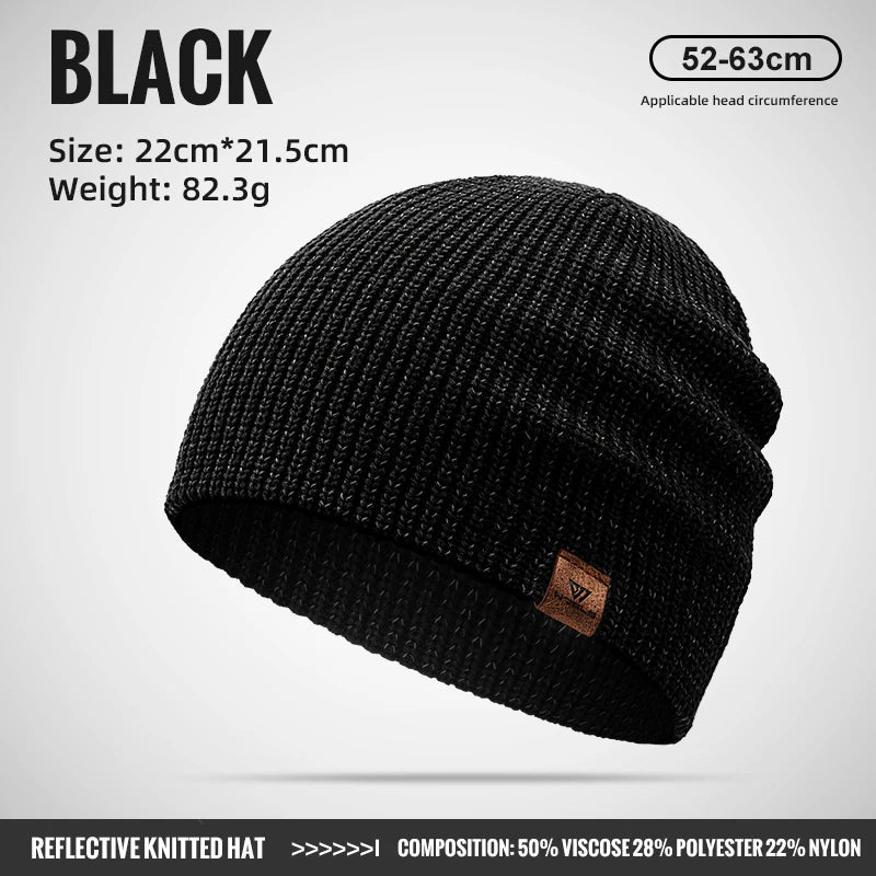 Reflective Knitted Beanie Hat Windproof Unisex