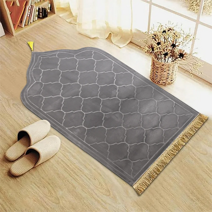 Islamic Prayer Rug with Tassels – Thick Soft Flannel, Anti-Slip