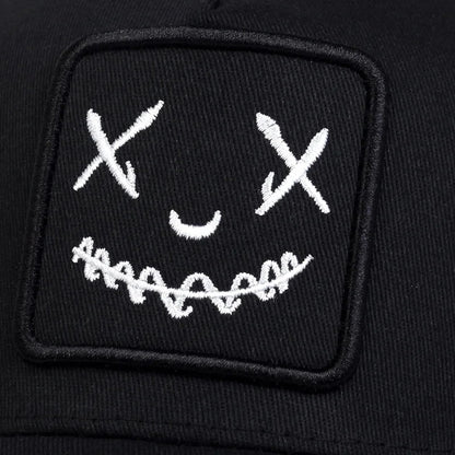 Smile Face Patch Trucker Hat – Unisex Mesh Baseball Cap