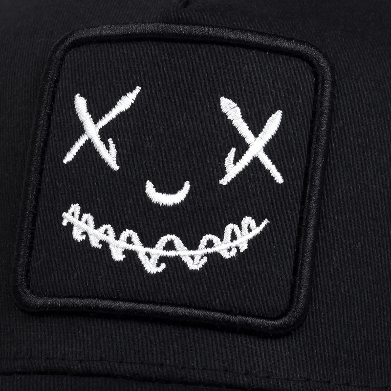 Smile Face Patch Trucker Cap – Unisex Mesh Baseball Hat