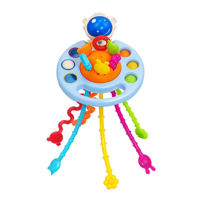 Baby Pull String Sensory Toy – Silicone Teething Rattle