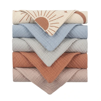 Baby Muslin Washcloths 5-Pack – Soft Gauze Cotton Face Towels