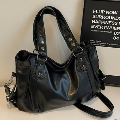 Retro Leather Shoulder Bag – Large Capacity Women's Crossbody Tote