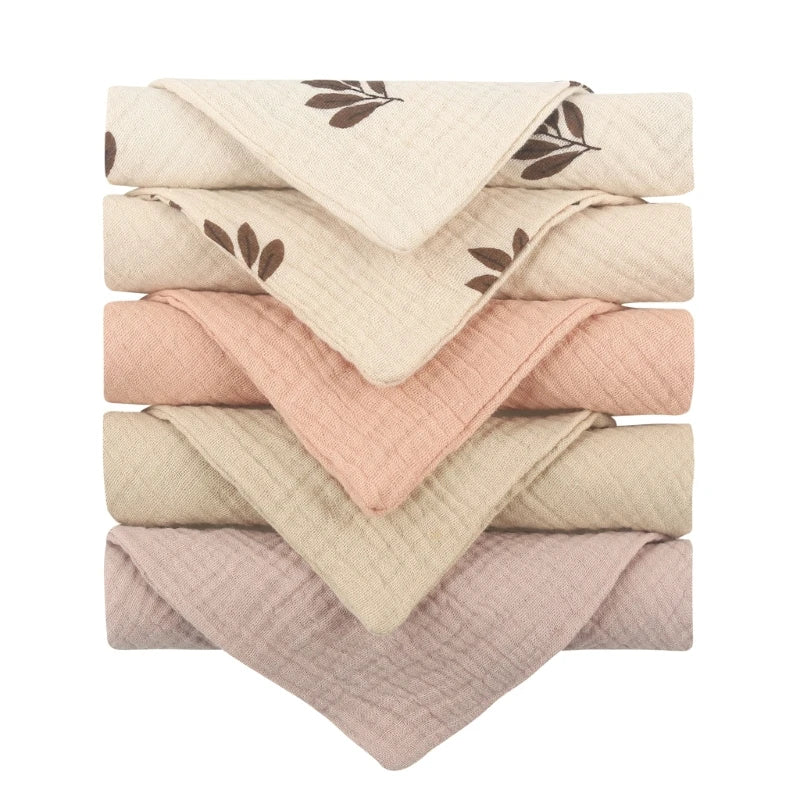 Baby Muslin Washcloths 5-Pack – Soft Gauze Cotton Face Towels