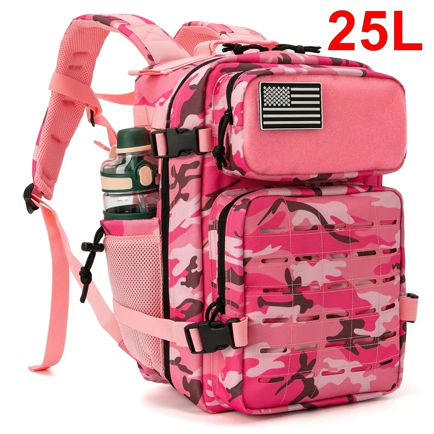 Tactical MOLLE Hiking Backpack – 25L/45L Laser Cut Rucksack with Dual Cup Holders