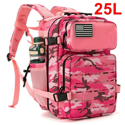 Tactical MOLLE Hiking Backpack – 25L/45L Laser Cut Rucksack with Dual Cup Holders