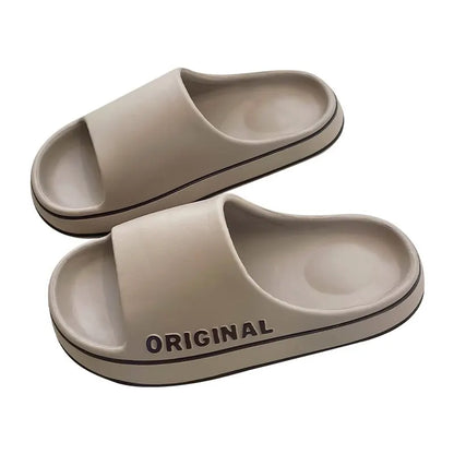 Feslishoet Women Letter Slippers Beach Slides Solid Color Mens Thick Sole Indoor Bathroom Anti Slip