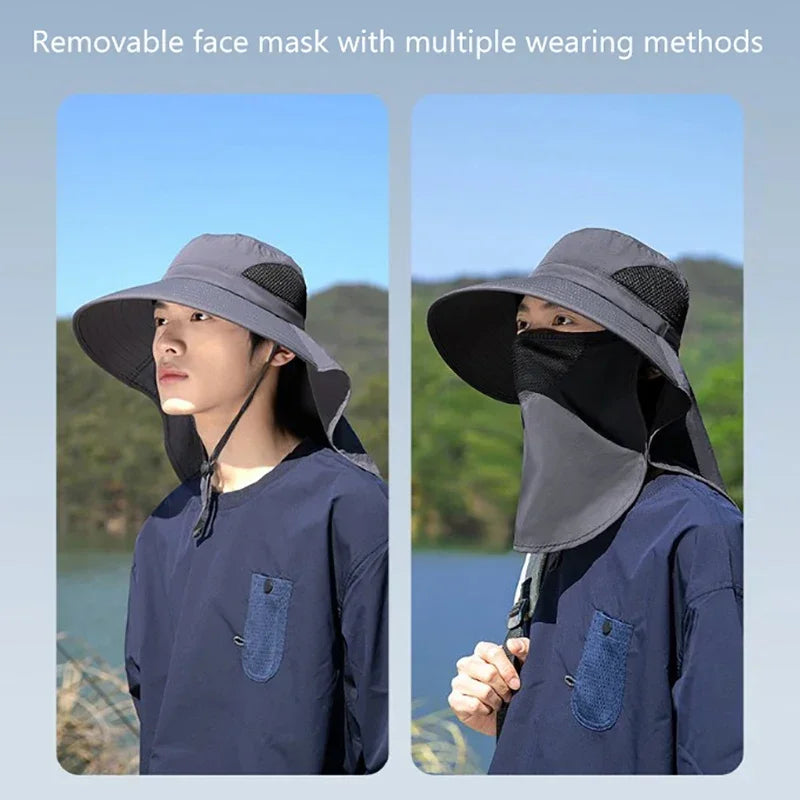 UV Protection Sun Hat with Face Cover – Unisex Outdoor Bucket Hat