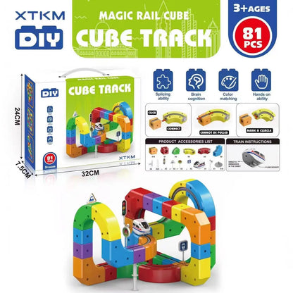 Magnetic Cube Track Train Set – DIY Electric Railway Building Toy