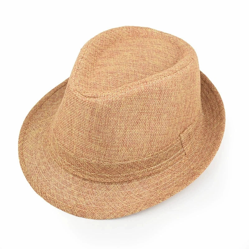 Linen Fedora Hat Unisex Summer Sun Hat with Band