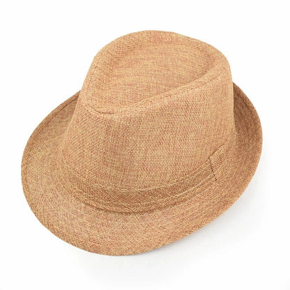 Linen Fedora Sun Hat – Unisex Summer Beach Jazz Cap