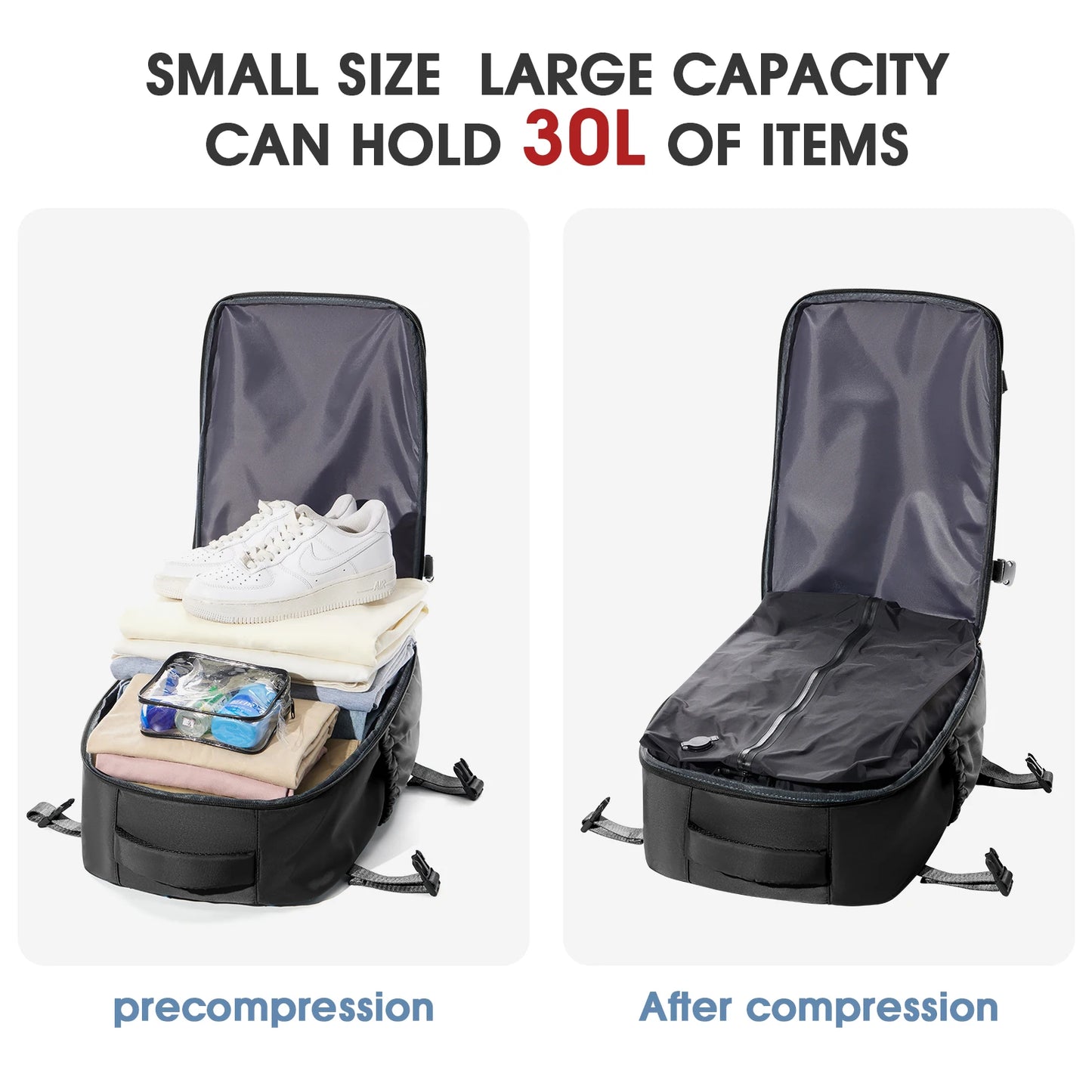 Vacuum Compression Travel Backpack – Large Capacity Expandable Laptop Bag for Men & Women