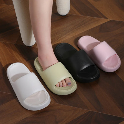 Unisex Bathroom Slippers Cloud Cushion Slides Summer Flat Sandals Thick Platform Shoes Man Indoor