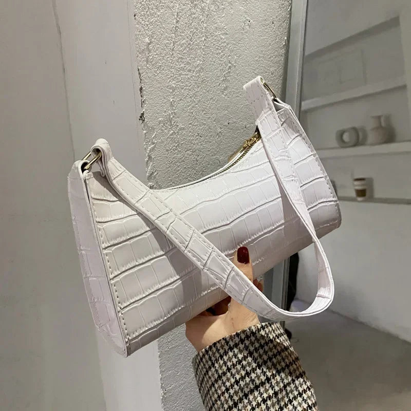 Retro Crocodile Pattern PU Leather Shoulder Bag – Women's Clutch Purse