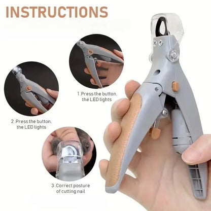Professional Pet Nail Clipper with LED Light & Magnifier