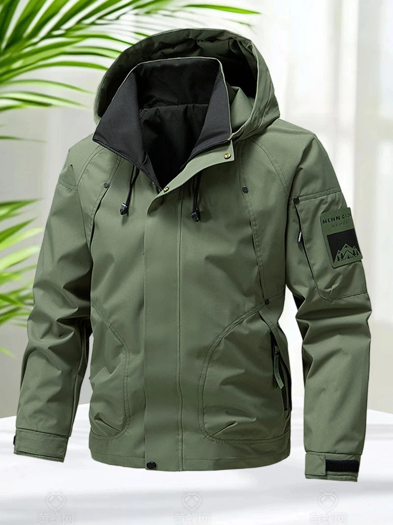 Men's Waterproof Hooded Outdoor Jacket – Lightweight Windbreaker