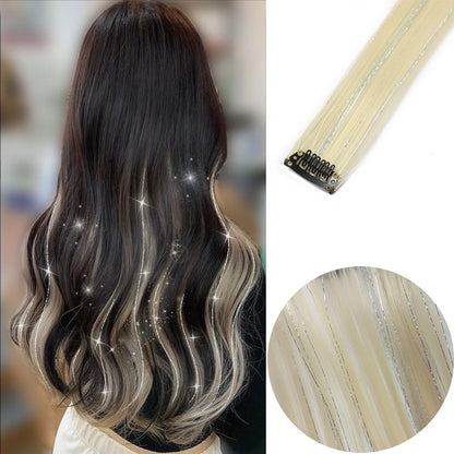 Clip Hair Extensions 6pcs Pack Colored Party Highlights 22 Inches Multi-Colors Straight Hair
