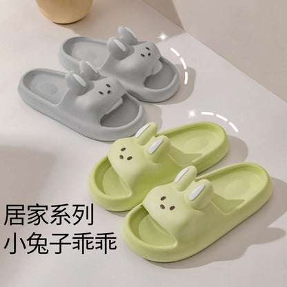 Pillow Rabbit Slippers Women Men House Slides Shower Sandals - Thick