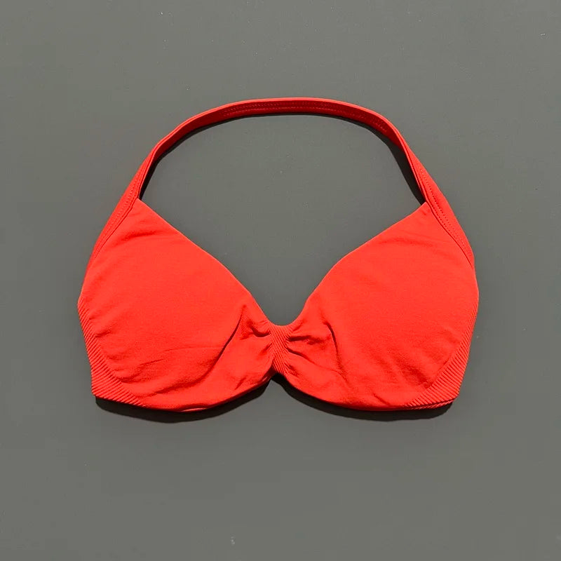 Seamless Halter Sports Bra – Women's Push-Up Gym Bra