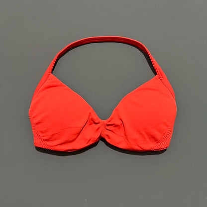 Seamless Halter Sports Bra – Women's Push-Up Gym Bra