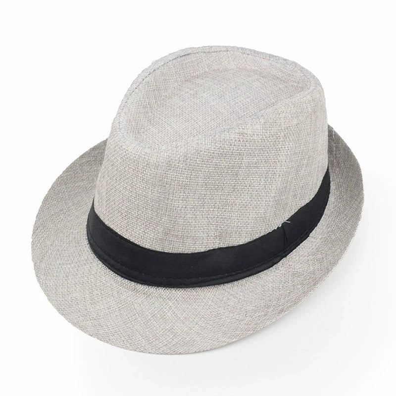Linen Fedora Hat Unisex Summer Sun Hat with Band