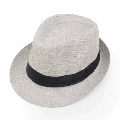 Linen Fedora Sun Hat – Unisex Summer Beach Jazz Cap