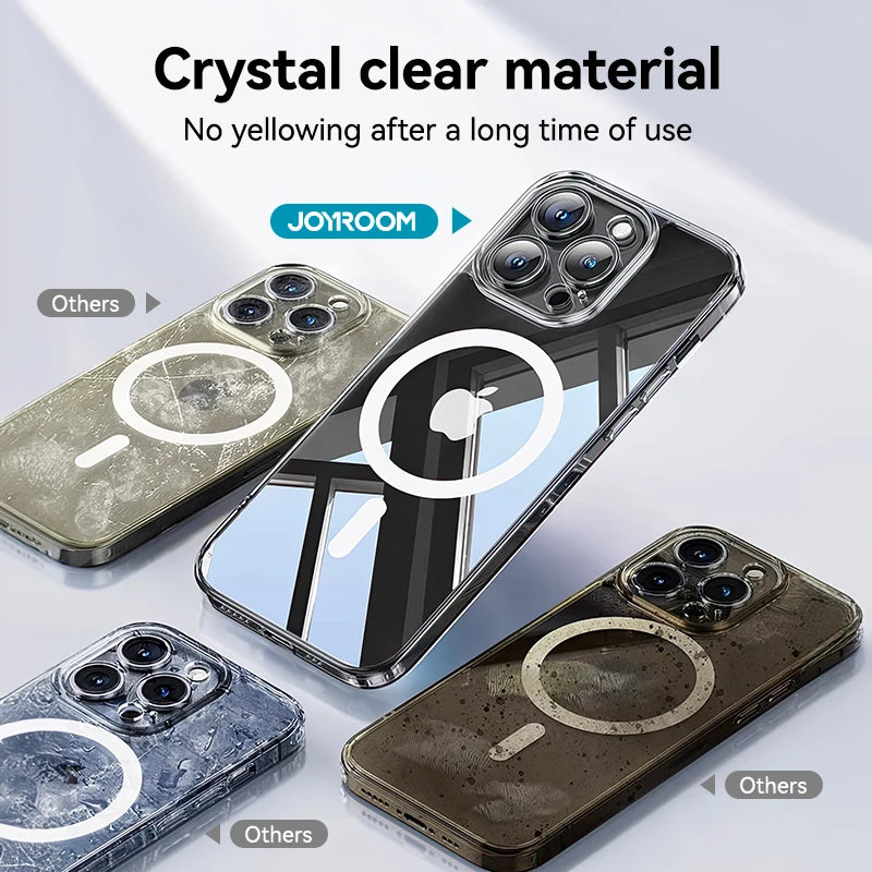 Joyroom Magnetic Case Iphone 16 15 Pro Max Transparent Cover Wireless Charger Magnet Anti Yellow
