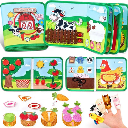 Montessori Busy Cloth Book – Farm Animal Story for Toddlers