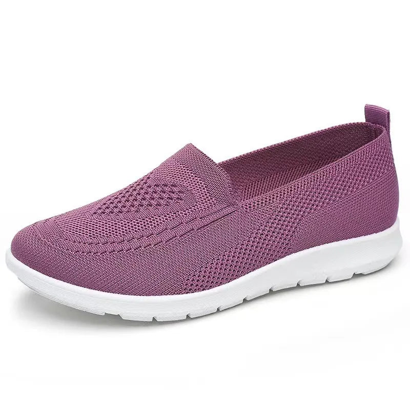 Women's Breathable Slip-On Flats – Casual Knit Mesh Shoes