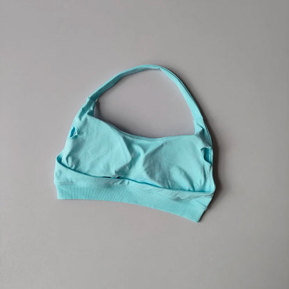 Seamless Padded Sports Bra – Backless Halter Crop Top for Women