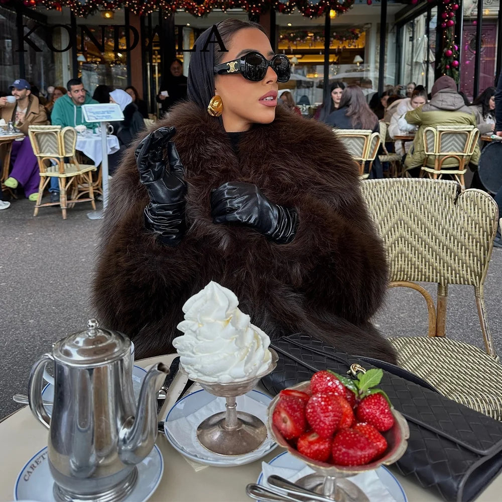 Women's Faux Fur Jacket – Fluffy Oversized Collar Warm Coat