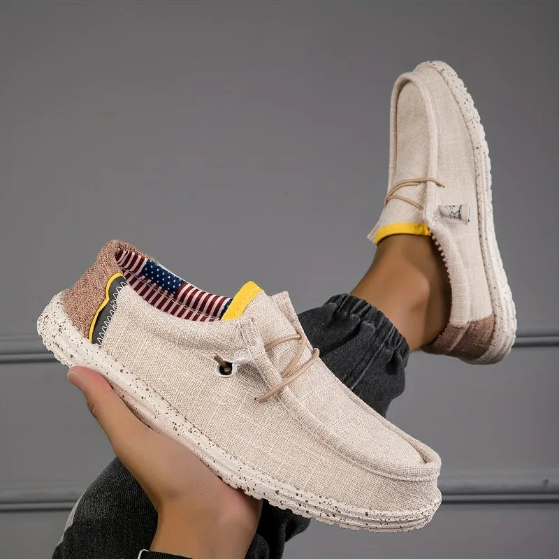 Men's Canvas Loafers – Breathable Slip-On Casual Flat Shoes