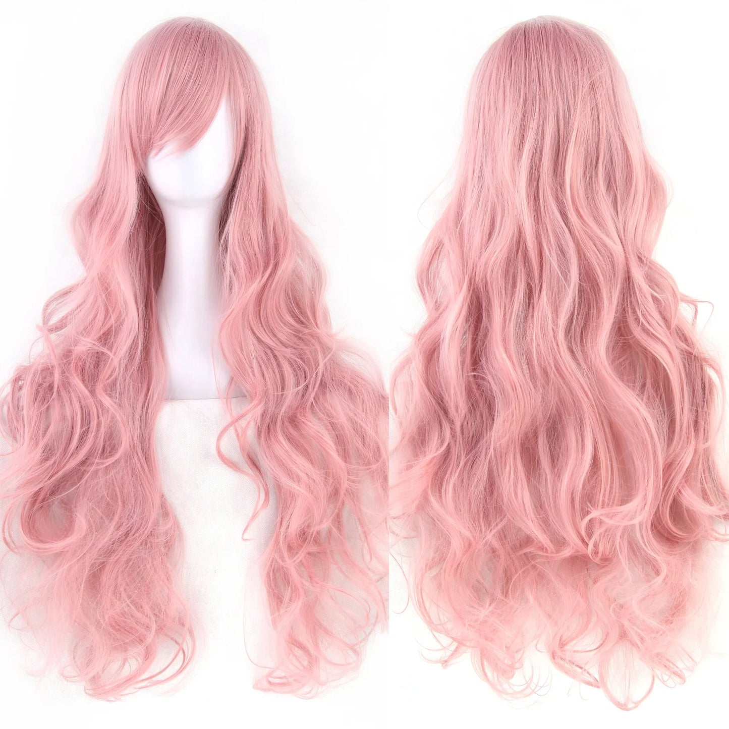 Soowee Curly Long Synthetic Hair Green Wig Hairpiece Pink Black Party Cosplay Wigs Women