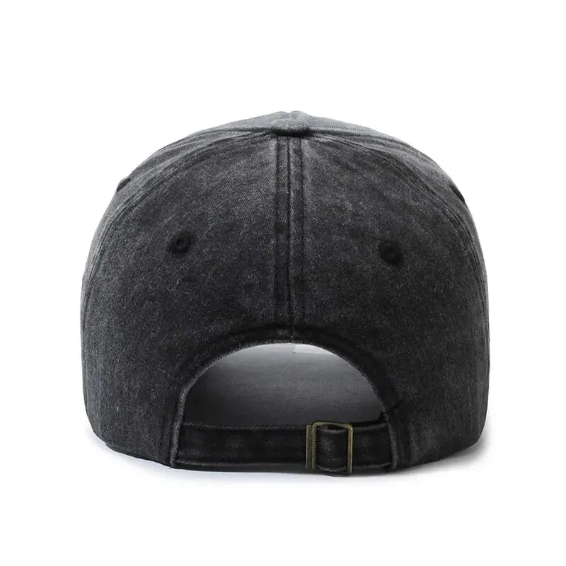 Distressed Baseball Cap with Embroidery – Adjustable Unisex Hat