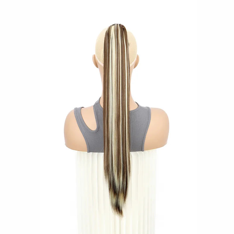 Claw Clip Ponytail Hair Extensions – 24 Inch Straight Synthetic