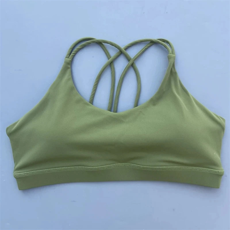 Women's Cross-Back Sports Bra – Soft Fitness Top for Yoga & Gym