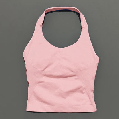 Seamless Halter Longline Sports Tank Top for Women – Gym Yoga Workout