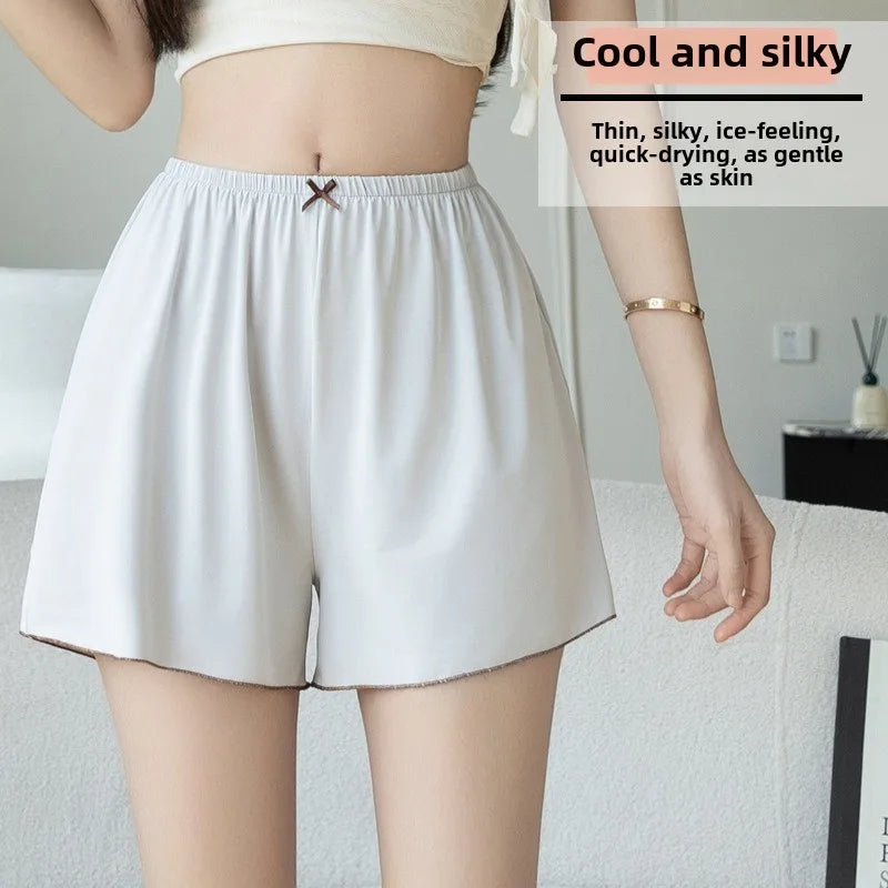 Ice Silk Pajama Shorts – Loose Breathable Summer Home Shorts