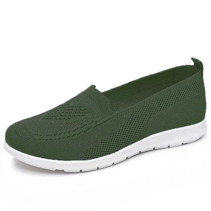 Women's Breathable Slip-On Flats – Casual Knit Mesh Shoes