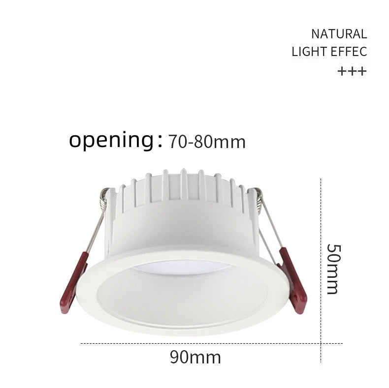 Round Anti-Glare Led Smd2835 Recessed Downlights 7w 10w Hole Size 7cm Ceiling Lamp Spotlights Indoor