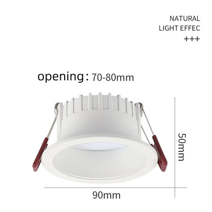 Round Anti-Glare Led Smd2835 Recessed Downlights 7w 10w Hole Size 7cm Ceiling Lamp Spotlights Indoor