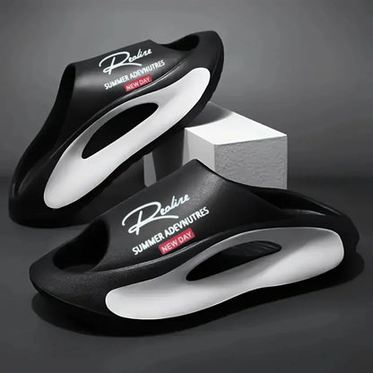 Men's Lightweight EVA Slides – Trendy Cut-Out Design Sandals