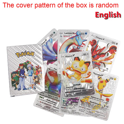 55pcs Pokemon Cards Vmax Gx Gold Foil Flash Box Party Interactive Game English Spanish Colorful