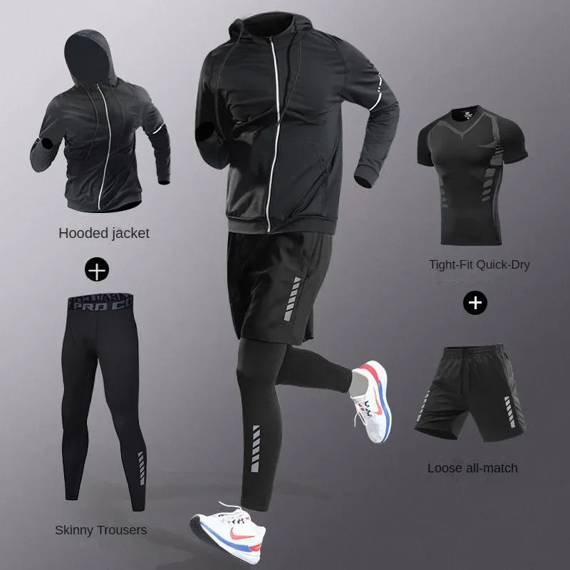Men's Quick-Dry Compression Fitness Set – 3 to 7 Piece Running Suit