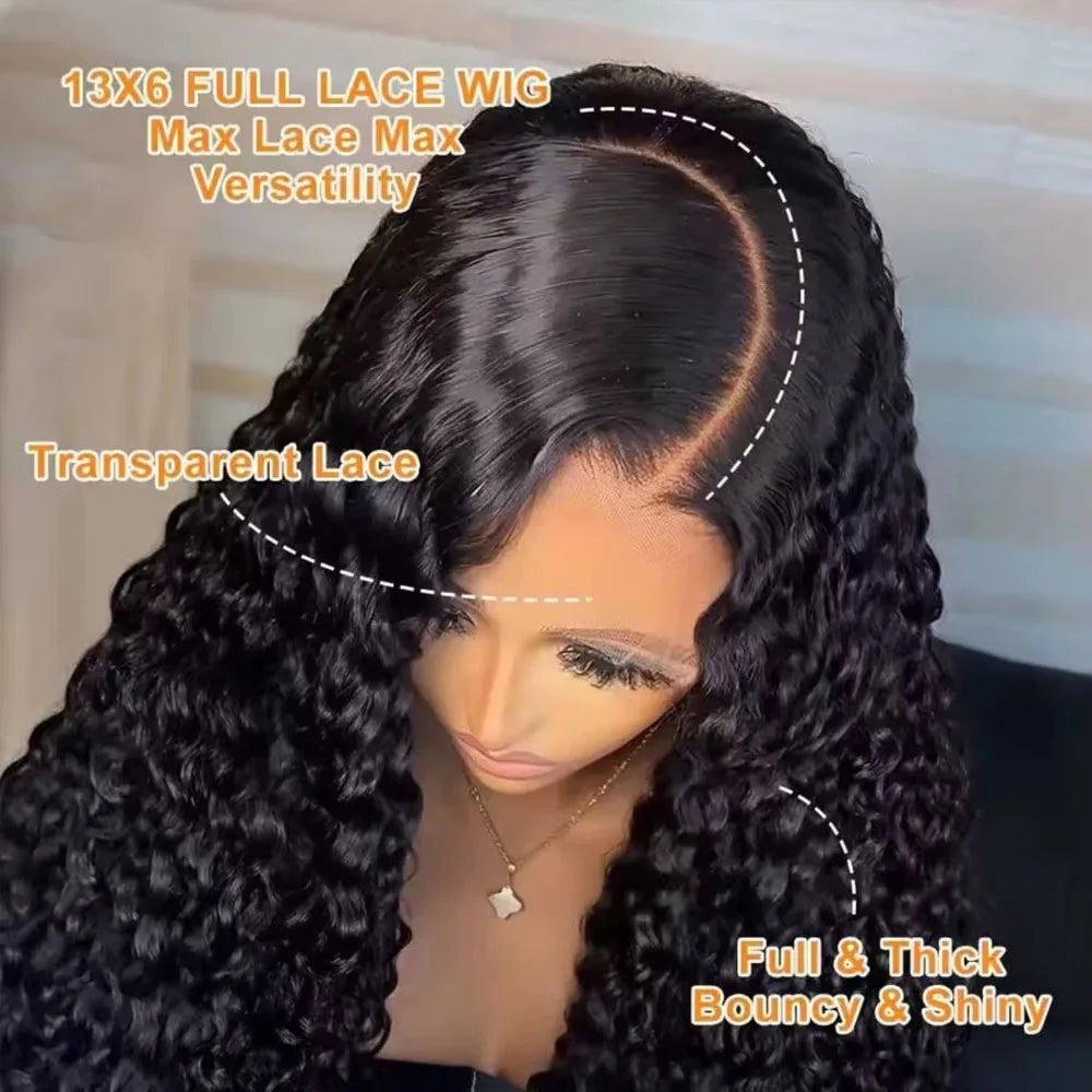 Deep Wave Lace Front Wig Human Hair – 13x4 13x6 Glueless, 200% Density