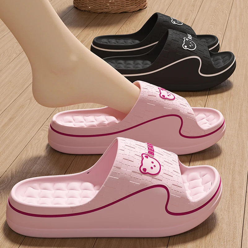 Women S Home Slippers Cute Cartoon Eva Indoor Bathroom Sandals Soft Sole Non-Slip Summer Outdoor
