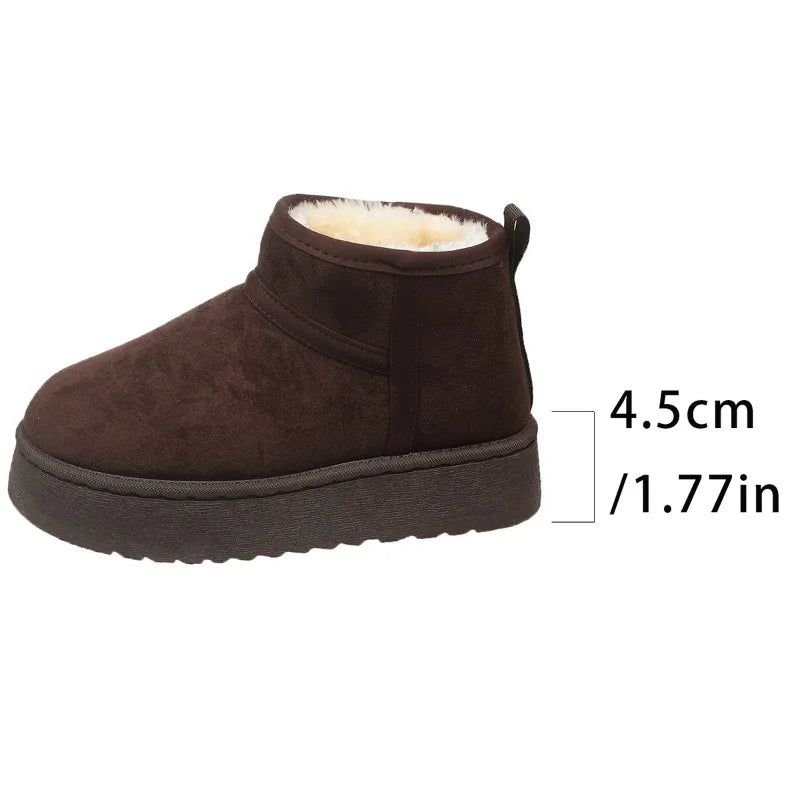 Women's Sheepskin Wool Snow Boots Warm Fur-Lined Platform Ankle Boots